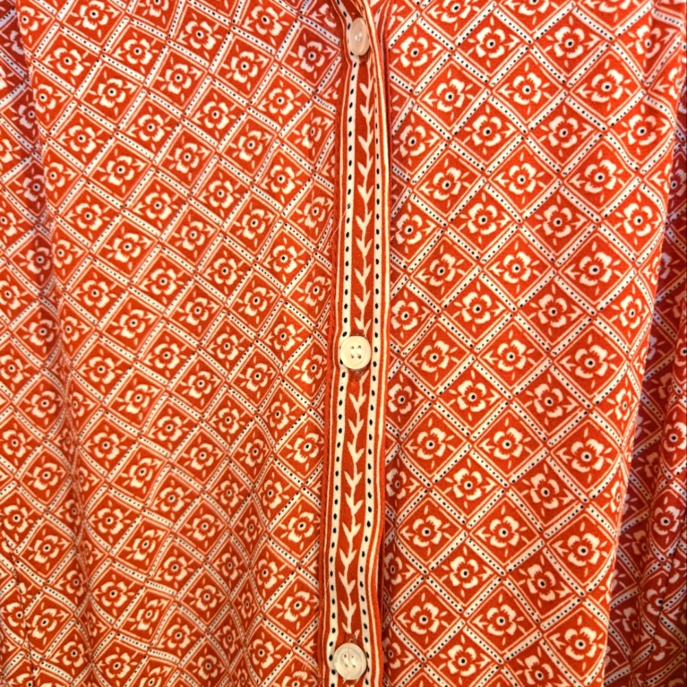 Short Sleeve Midi Red Pattern Dress Size Large - Picture 5 of 6